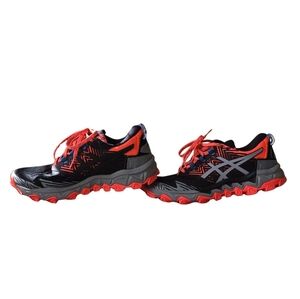 ASICS Black and Neon Orange Women Running Shoes Size 7.5